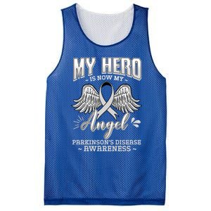 My Hero Is Now My Angel Parkinson's Disease Grey Ribbon Gift Mesh Reversible Basketball Jersey Tank