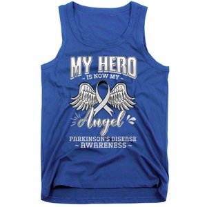 My Hero Is Now My Angel Parkinson's Disease Grey Ribbon Gift Tank Top