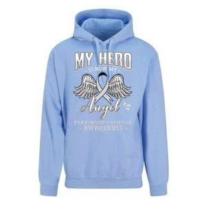 My Hero Is Now My Angel Parkinson's Disease Grey Ribbon Gift Unisex Surf Hoodie