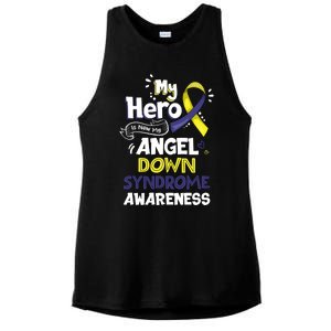 My Hero Is Now My Angel Down Syndrome Awareness Gift Funny Gift Ladies PosiCharge Tri-Blend Wicking Tank