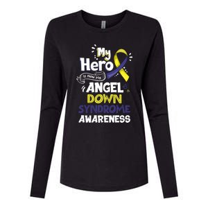 My Hero Is Now My Angel Down Syndrome Awareness Gift Funny Gift Womens Cotton Relaxed Long Sleeve T-Shirt