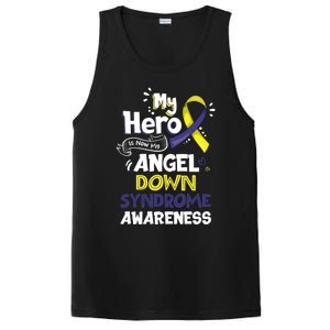 My Hero Is Now My Angel Down Syndrome Awareness Gift Funny Gift PosiCharge Competitor Tank