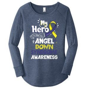 My Hero Is Now My Angel Down Syndrome Awareness Gift Funny Gift Women's Perfect Tri Tunic Long Sleeve Shirt