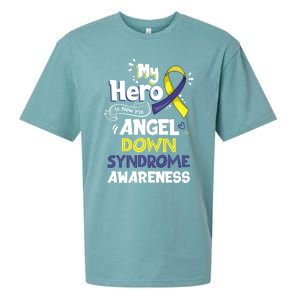 My Hero Is Now My Angel Down Syndrome Awareness Gift Funny Gift Sueded Cloud Jersey T-Shirt