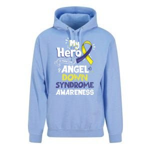 My Hero Is Now My Angel Down Syndrome Awareness Gift Funny Gift Unisex Surf Hoodie