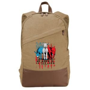 My Hope Is In The Lamb Christian Jesus God Donkey Elephan Cotton Canvas Backpack