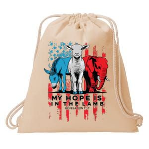 My Hope Is In The Lamb Christian Jesus God Donkey Elephan Drawstring Bag