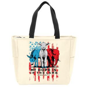 My Hope Is In The Lamb Christian Jesus God Donkey Elephan Zip Tote Bag