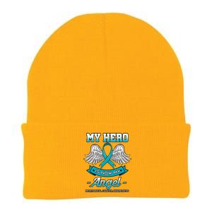 My Hero Is Now My Angel Peritoneal Cancer Awareness Advocate Gift Knit Cap Winter Beanie