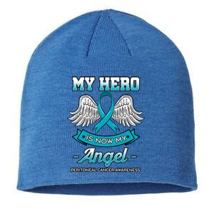 My Hero Is Now My Angel Peritoneal Cancer Awareness Advocate Gift Sustainable Beanie