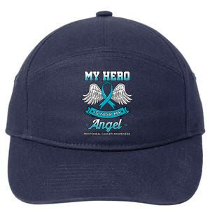 My Hero Is Now My Angel Peritoneal Cancer Awareness Advocate Gift 7-Panel Snapback Hat