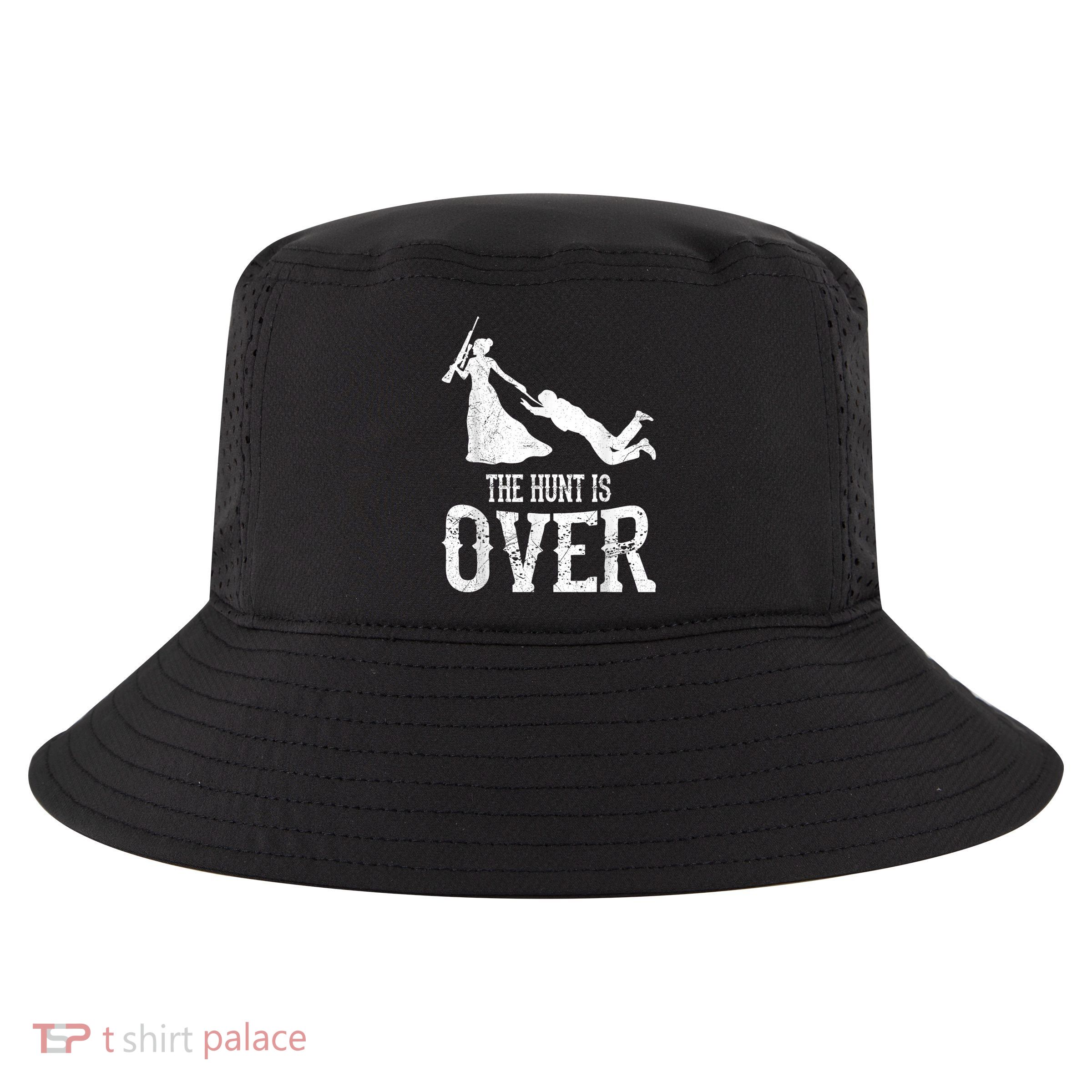 Man Hunt Is Over Wedding Bachelor Party Bride Cool Comfort Performance Bucket Hat