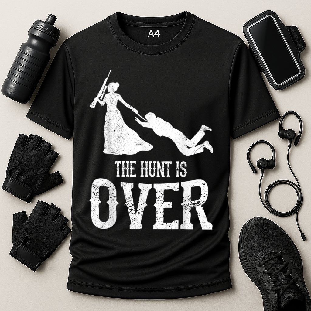 Man Hunt Is Over Wedding Bachelor Party Bride Cooling Performance Crew T-Shirt