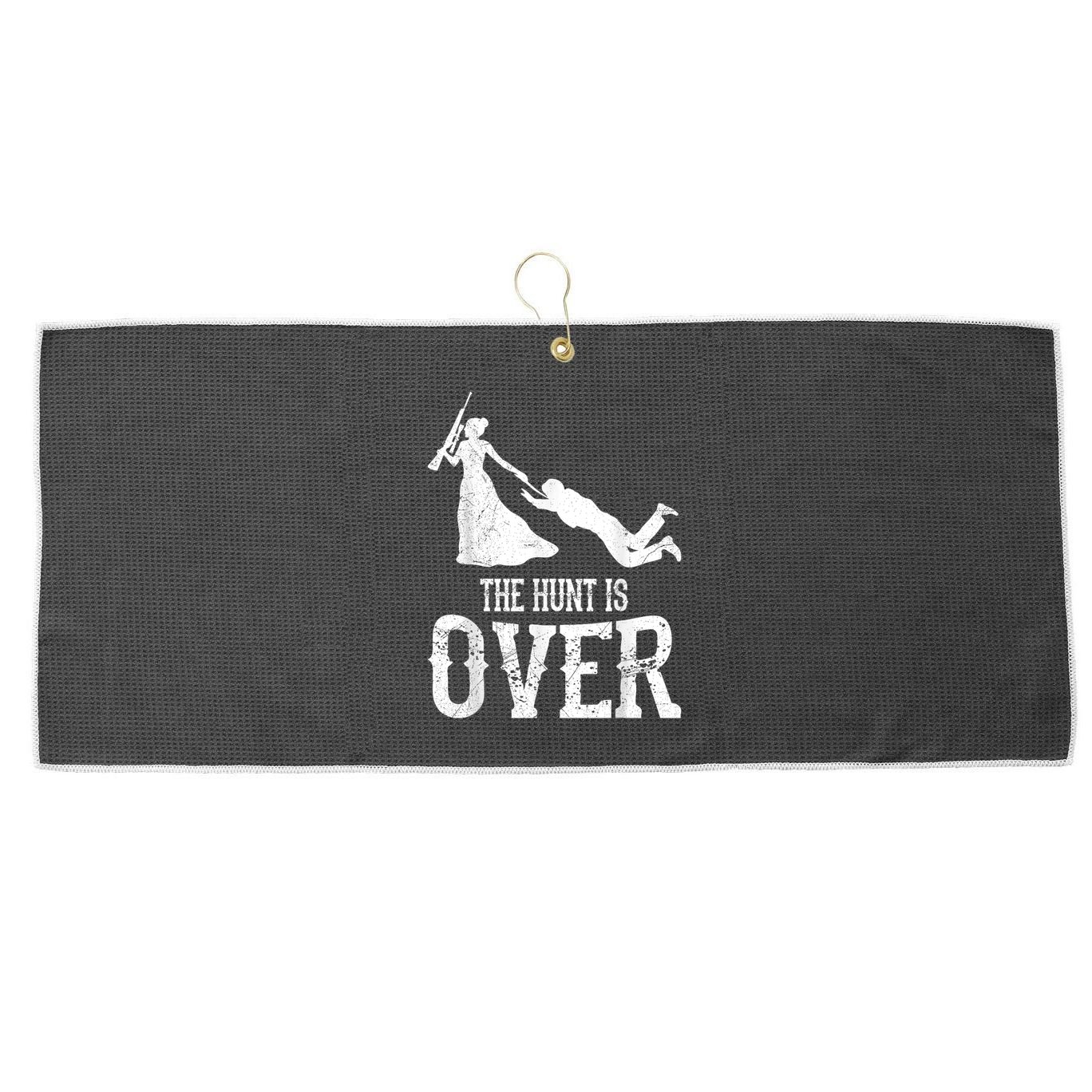Man Hunt Is Over Wedding Bachelor Party Bride Large Microfiber Waffle Golf Towel