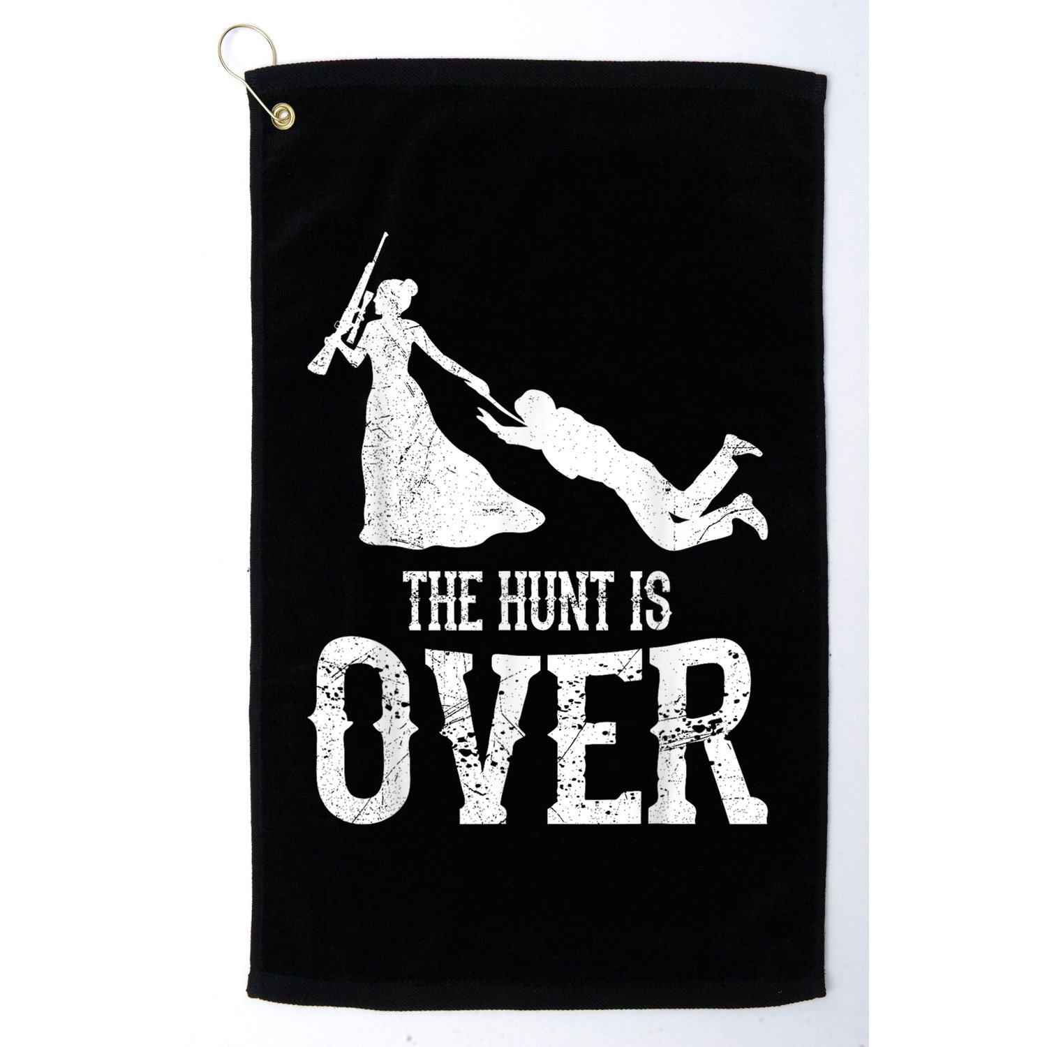 Man Hunt Is Over Wedding Bachelor Party Bride Golf Towel