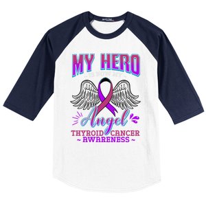 My Hero Is Now My Angel Thyroid Cancer Carcinoma Gift Idea Gift Baseball Sleeve Shirt