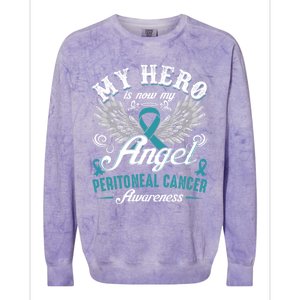 My Hero Is Now My Angel Peritoneal Cancer Awareness Cute Gift Colorblast Crewneck Sweatshirt