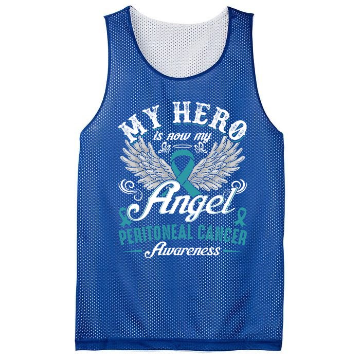 My Hero Is Now My Angel Peritoneal Cancer Awareness Cute Gift Mesh Reversible Basketball Jersey Tank