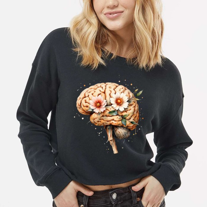 Mental Health Is A Priority Cropped Pullover Crew
