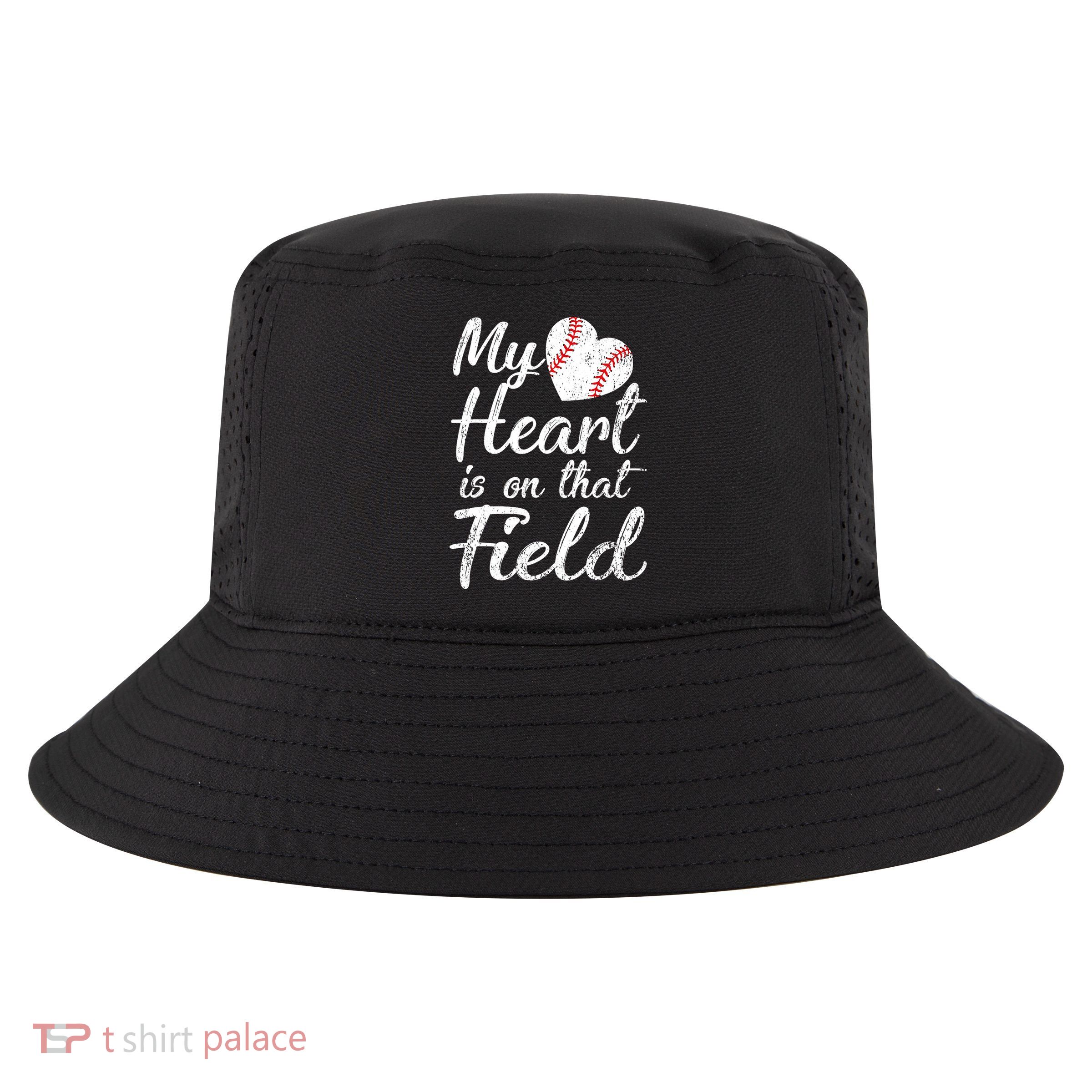 My Heart Is On That Field Baseball Softball Mom Gifts Cool Comfort Performance Bucket Hat