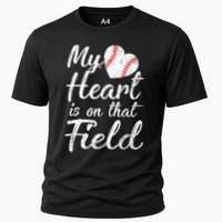 My Heart Is On That Field Baseball Softball Mom Gifts Cooling Performance Crew T-Shirt