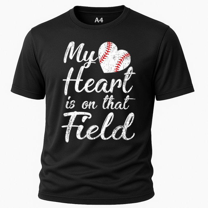 My Heart Is On That Field Baseball Softball Mom Gifts Cooling Performance Crew T-Shirt