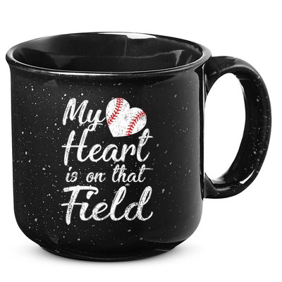 My Heart Is On That Field Baseball Softball Mom Gifts 15oz Campfire Ceramic Mug