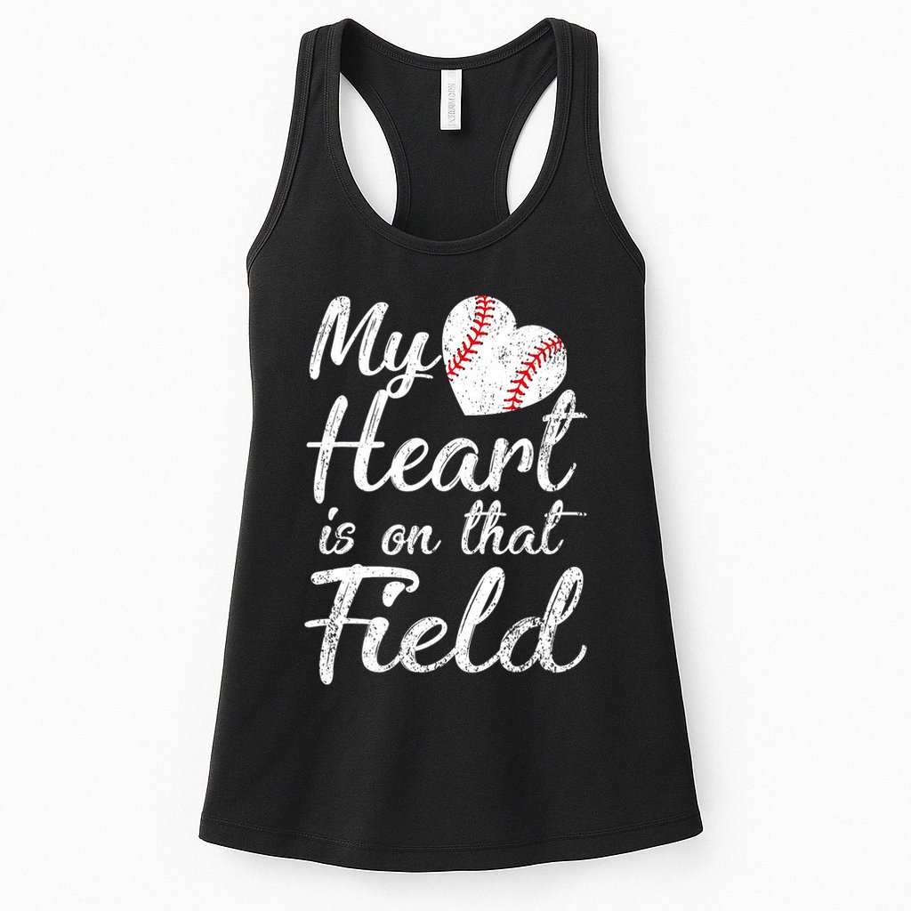 My Heart Is On That Field Baseball Softball Mom Gifts Womens Tank Top