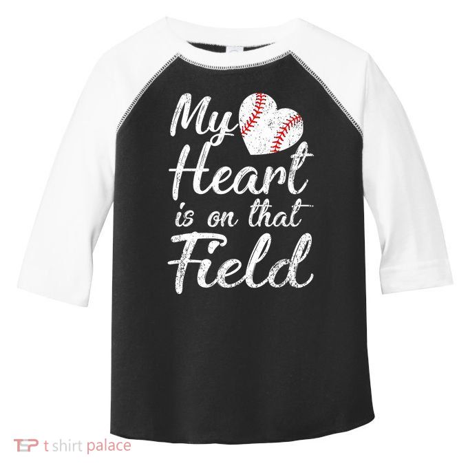 My Heart Is On That Field Baseball Softball Mom Gifts Toddler Fine Jersey T-Shirt
