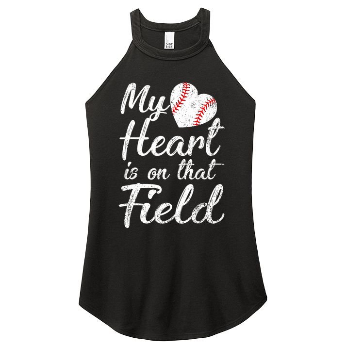 My Heart Is On That Field Baseball Softball Mom Gifts Women's Perfect Tri Rocker Tank