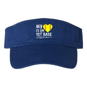 My Heart Is On 1st Base Softball Bat Proud Mom Dad Gift Valucap Bio-Washed Visor