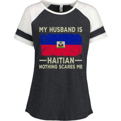 My Husband Is Haitian Nothing Scares Me Funny Wife Funny Gift Enza Ladies Jersey Colorblock Tee