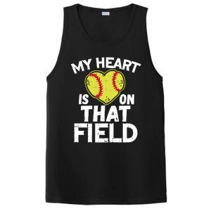 My Heart Is On That Field Softball Gift For Mom Dad Gift PosiCharge Competitor Tank