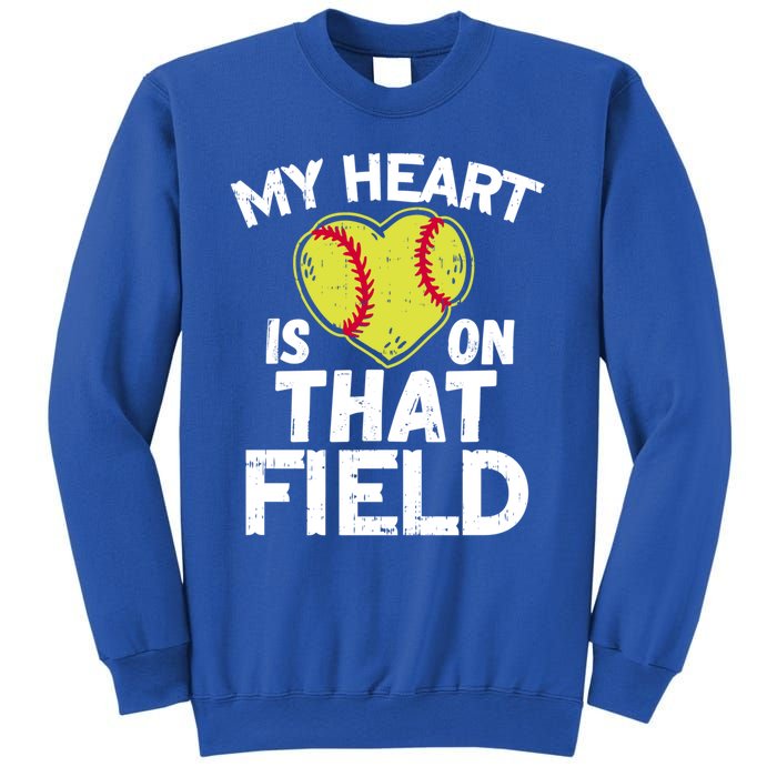 My Heart Is On That Field Softball Gift For Mom Dad Gift Sweatshirt