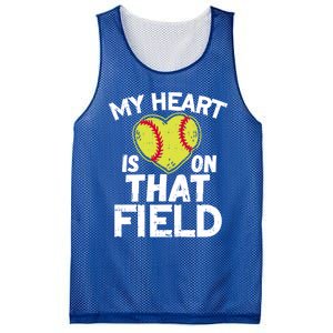 My Heart Is On That Field Softball Gift For Mom Dad Gift Mesh Reversible Basketball Jersey Tank