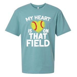 My Heart Is On That Field Softball Gift For Mom Dad Gift Sueded Cloud Jersey T-Shirt