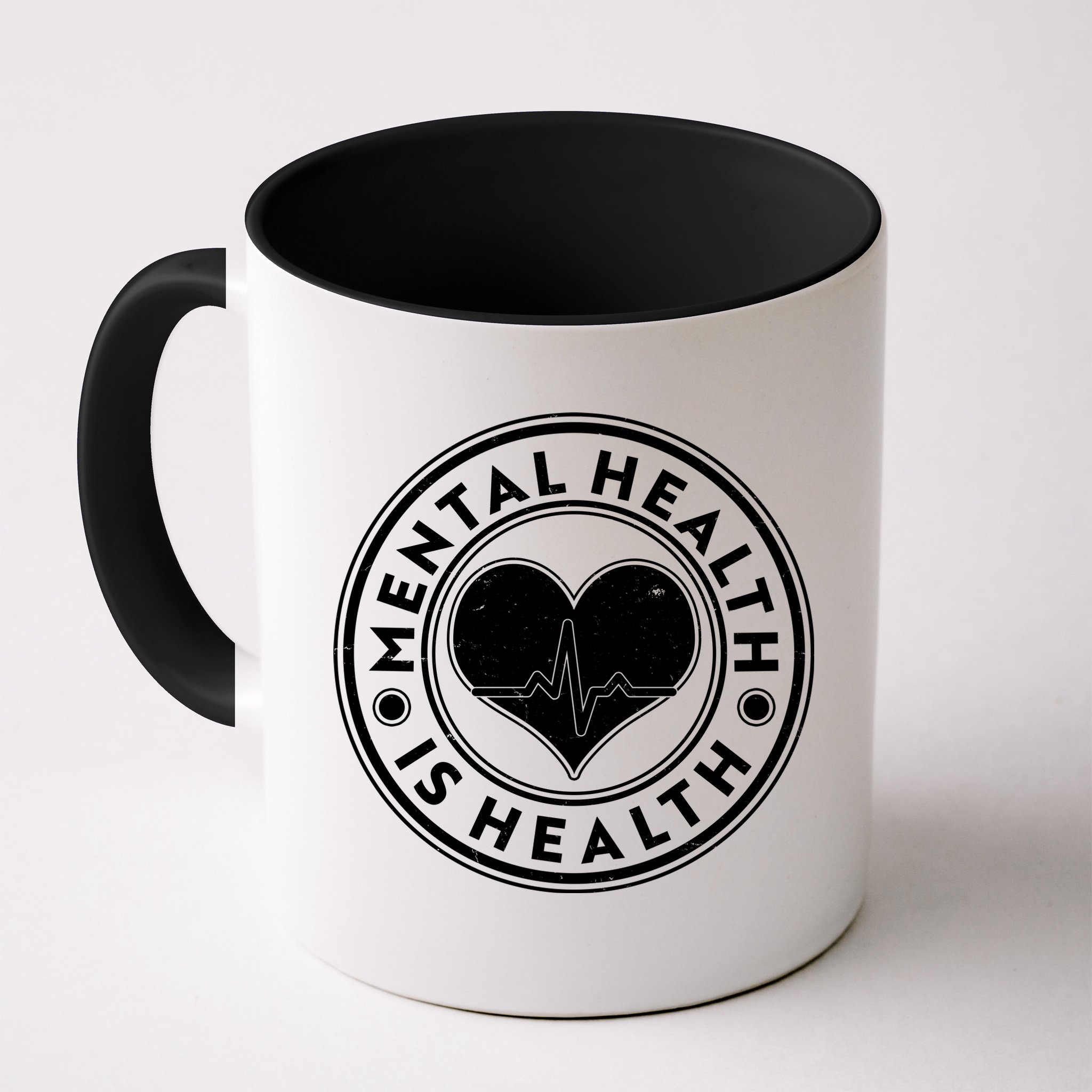Mental Health Is Health Heartbeat Emblem Mug