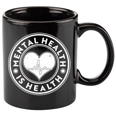 Mental Health Is Health Heartbeat Emblem 11oz C Handle Ceramic Mug