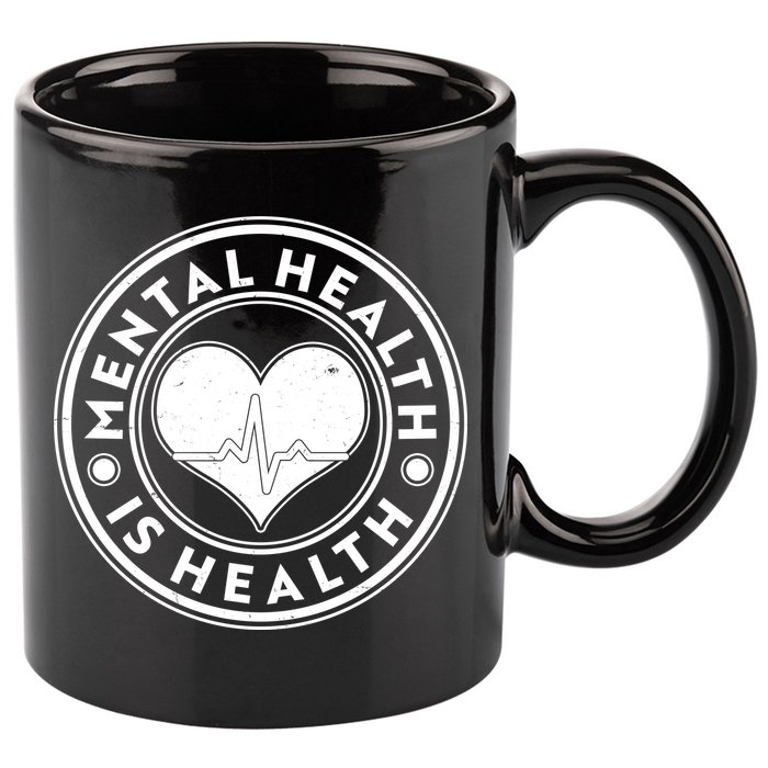Mental Health Is Health Heartbeat Emblem 11oz C Handle Ceramic Mug