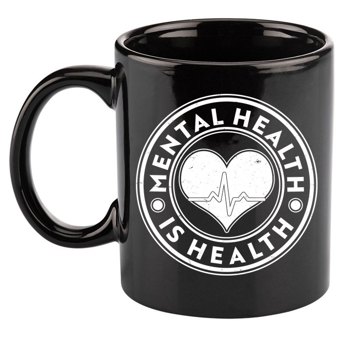 Mental Health Is Health Heartbeat Emblem 11oz C Handle Ceramic Mug