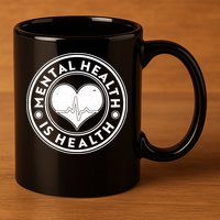 Mental Health Is Health Heartbeat Emblem 11oz C Handle Ceramic Mug