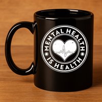 Mental Health Is Health Heartbeat Emblem 11oz C Handle Ceramic Mug