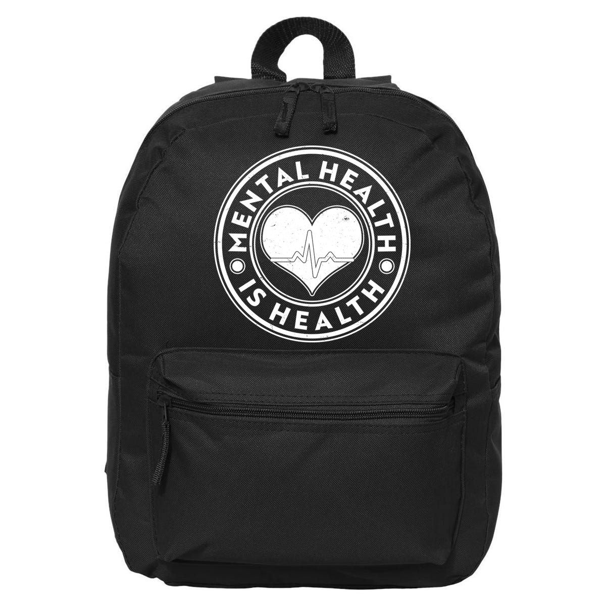 Mental Health Is Health Heartbeat Emblem 16 in Basic Backpack