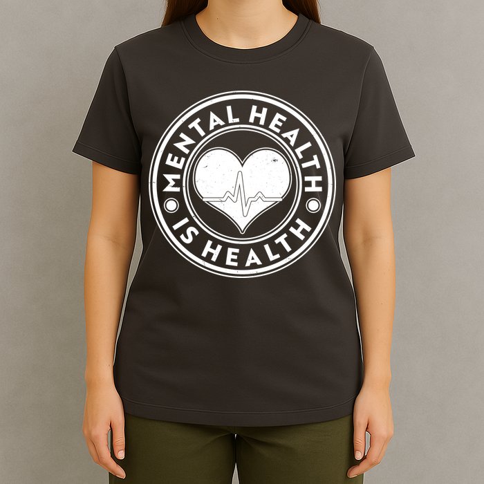 Mental Health Is Health Heartbeat Emblem T-Shirt