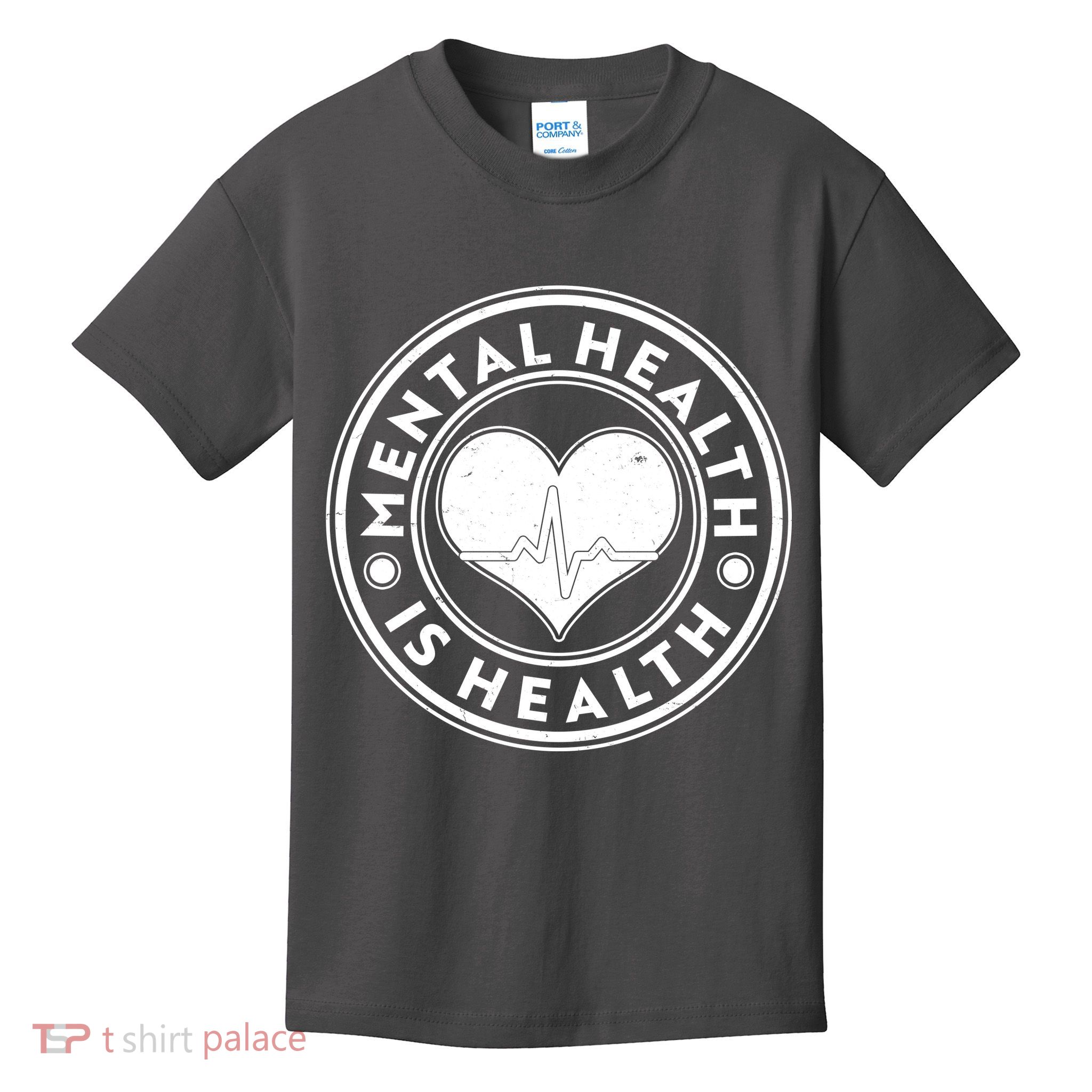Mental Health Is Health Heartbeat Emblem Kids T-Shirt