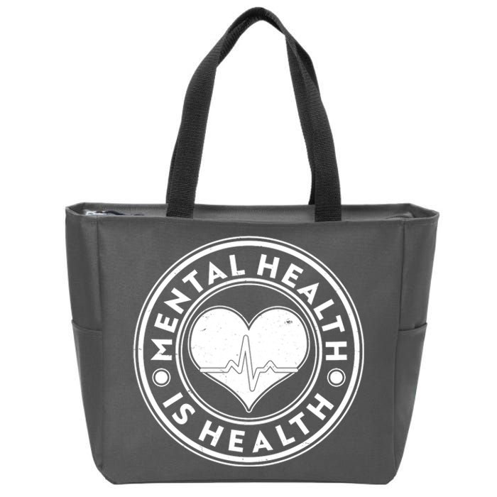 Mental Health Is Health Heartbeat Emblem Zip Tote Bag