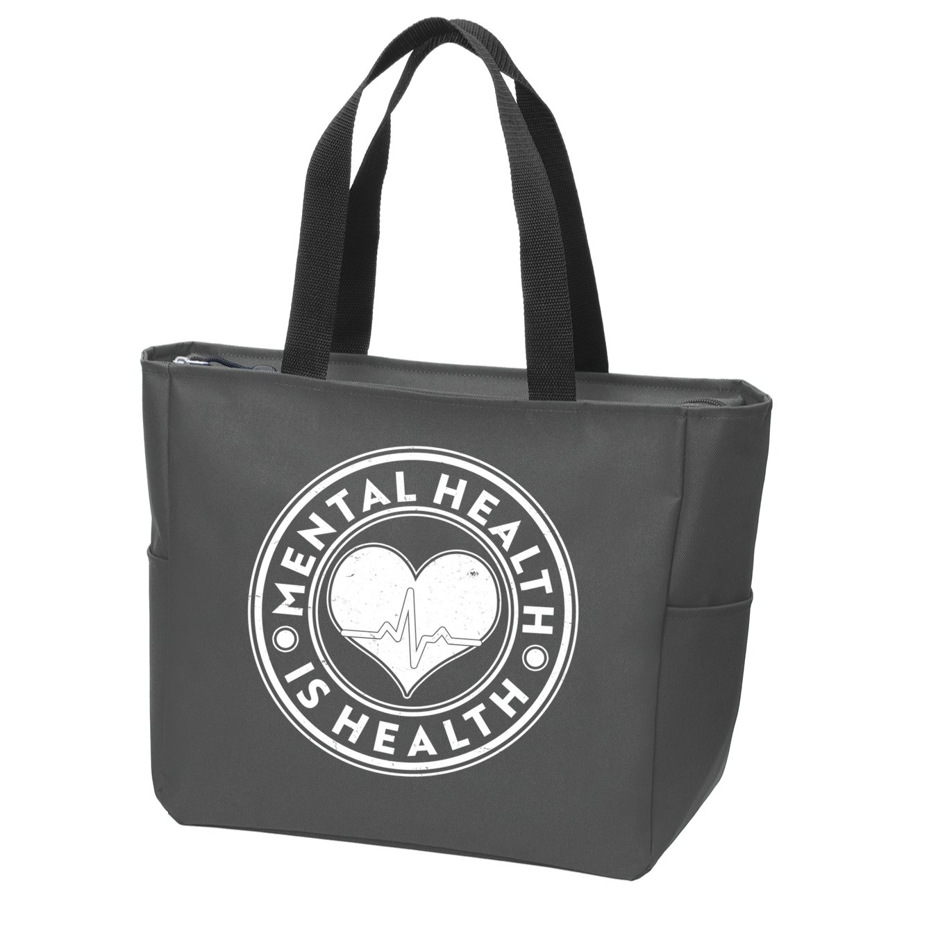 Mental Health Is Health Heartbeat Emblem Zip Tote Bag