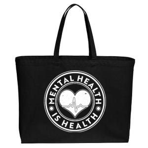 Mental Health Is Health Heartbeat Emblem Cotton Canvas Jumbo Tote