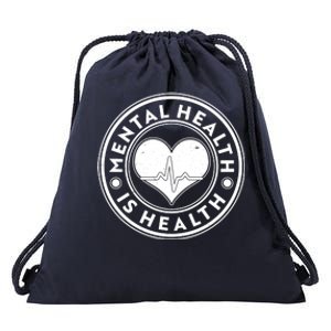 Mental Health Is Health Heartbeat Emblem Drawstring Bag