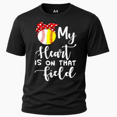 My Heart Is On That Field Baseball TShirt Softball Mom TShirt Cooling Performance Crew T-Shirt